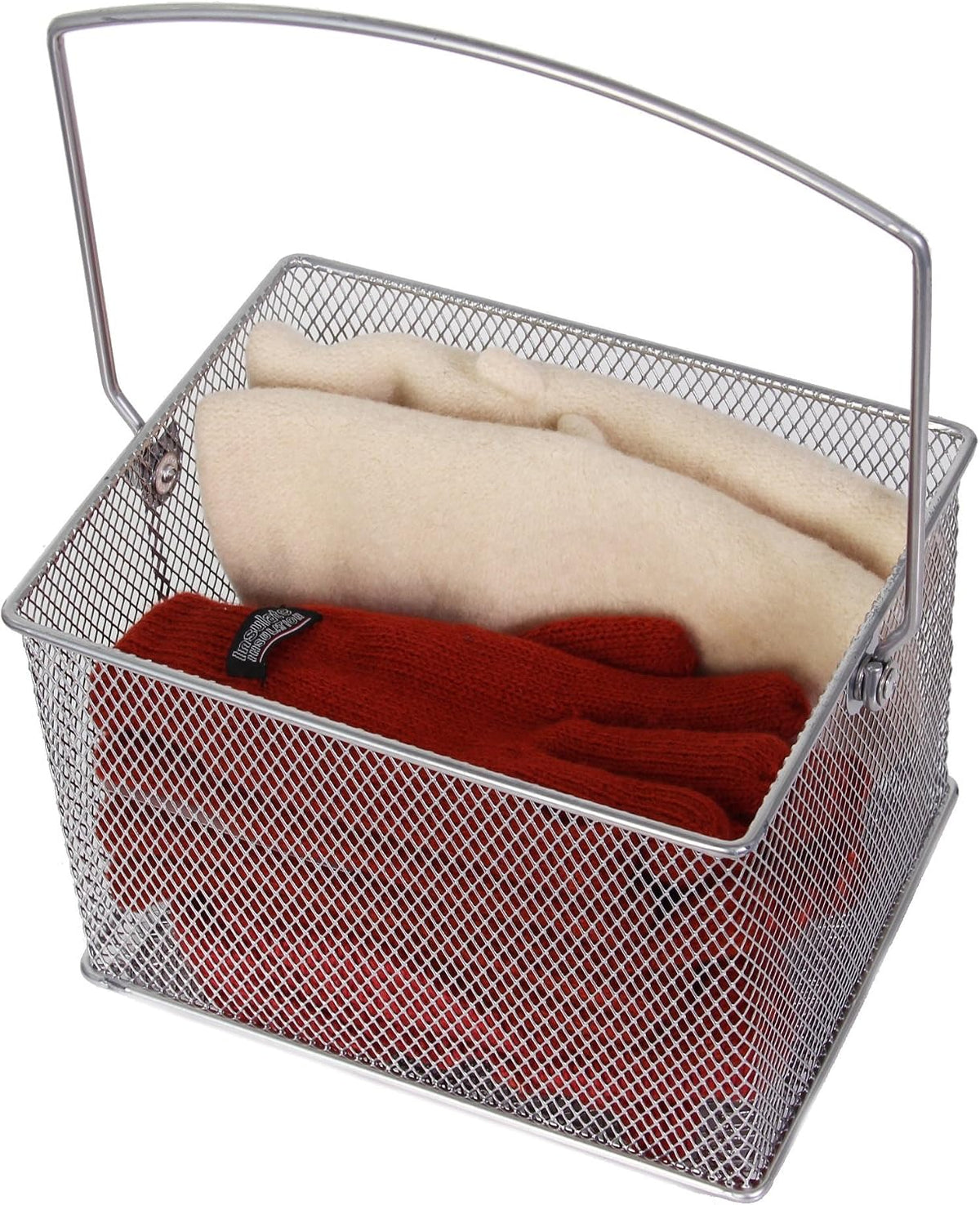 YBM Home Mesh Wire Food Storage Organizer Bin Basket with Handle for Kitchen Pantry, Cabinets, Bathroom, Laundry Room, Closets, Garage - Rectangle Metal Farmhouse Mesh Basket, 2 PACK