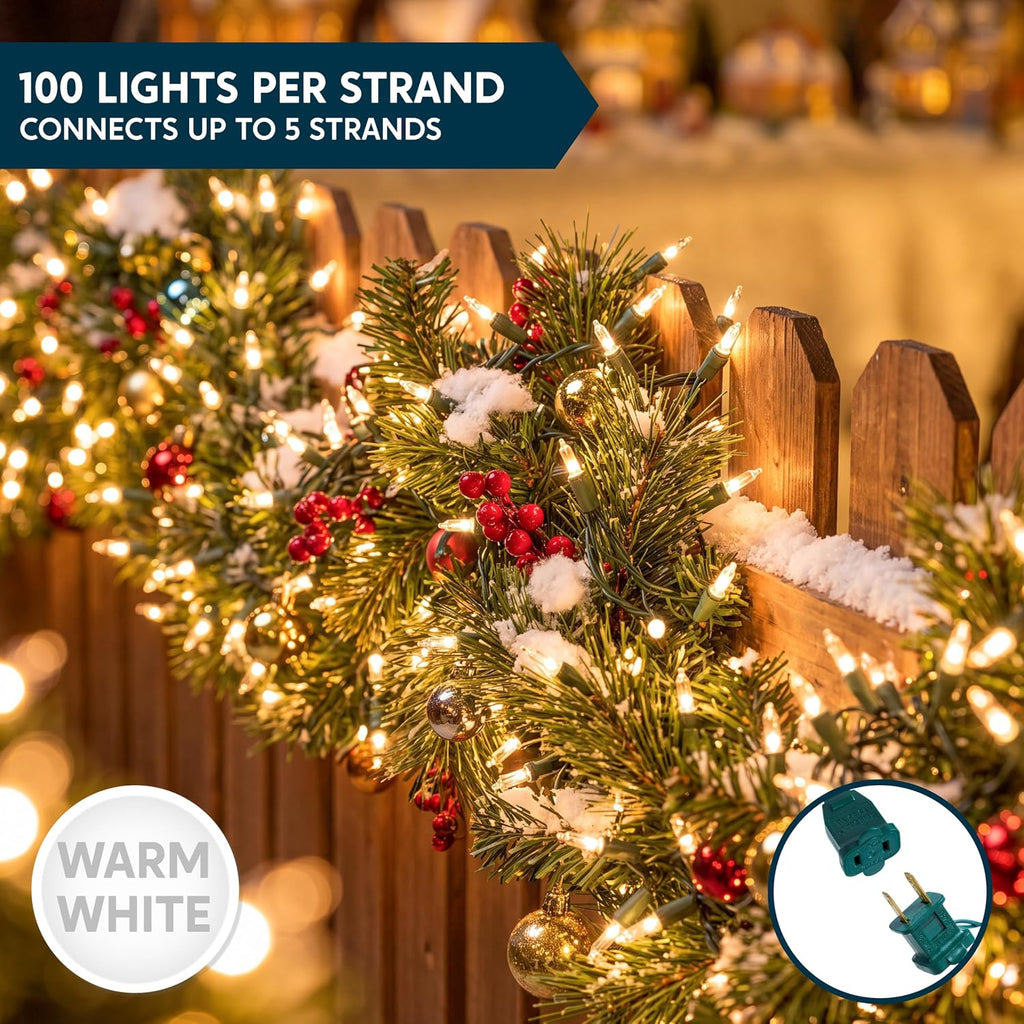 Joiedomi Clear Christmas String Lights Indoor,400(4x100) Mini White Fairy Light,86FT Lighting Decor for Patio Dorm Classroom Bedroom Holiday Wedding Party Garland Birthday Festival,Green Wire