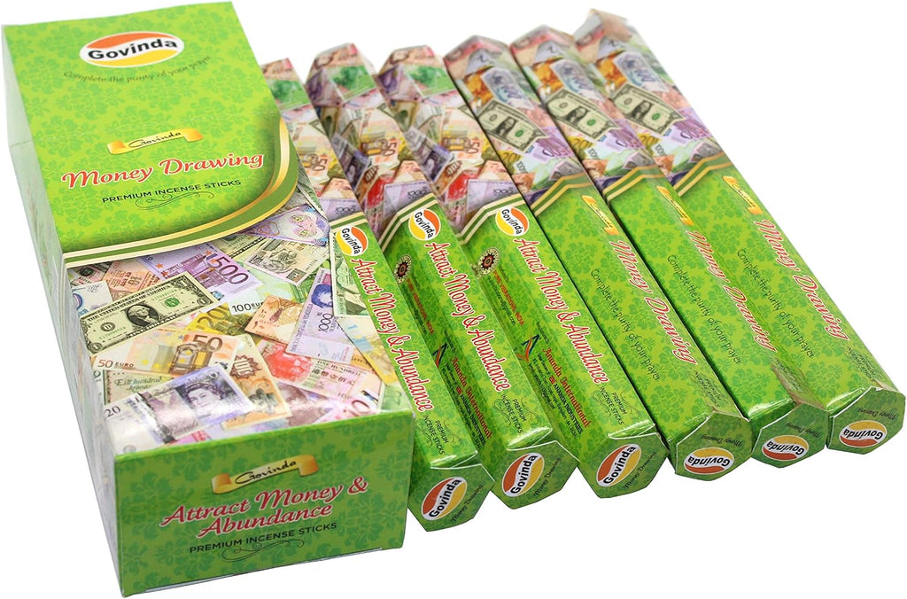 Govinda Incense - Money Drawing - 120 Incense Sticks, Premium Incense