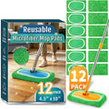 12 Pack Reusable Microfiber Mop Pads Compatible with Swiffer Sweeper