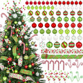 88 Pcs Christmas Tree Ball Ornaments Set, Red Green White