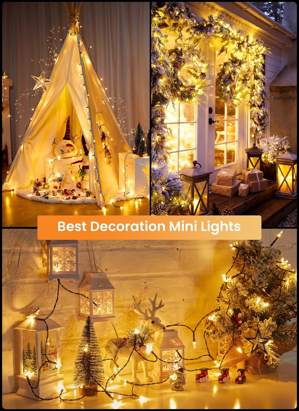 Brightown 200 LED Christmas Mini Lights, 75FT String Lights Indoor with 8 Light Modes, Connectable Fairy Lights Plug in for Outdoor Xmas Trees Garland Wreath Holiday Decorations, Warm White
