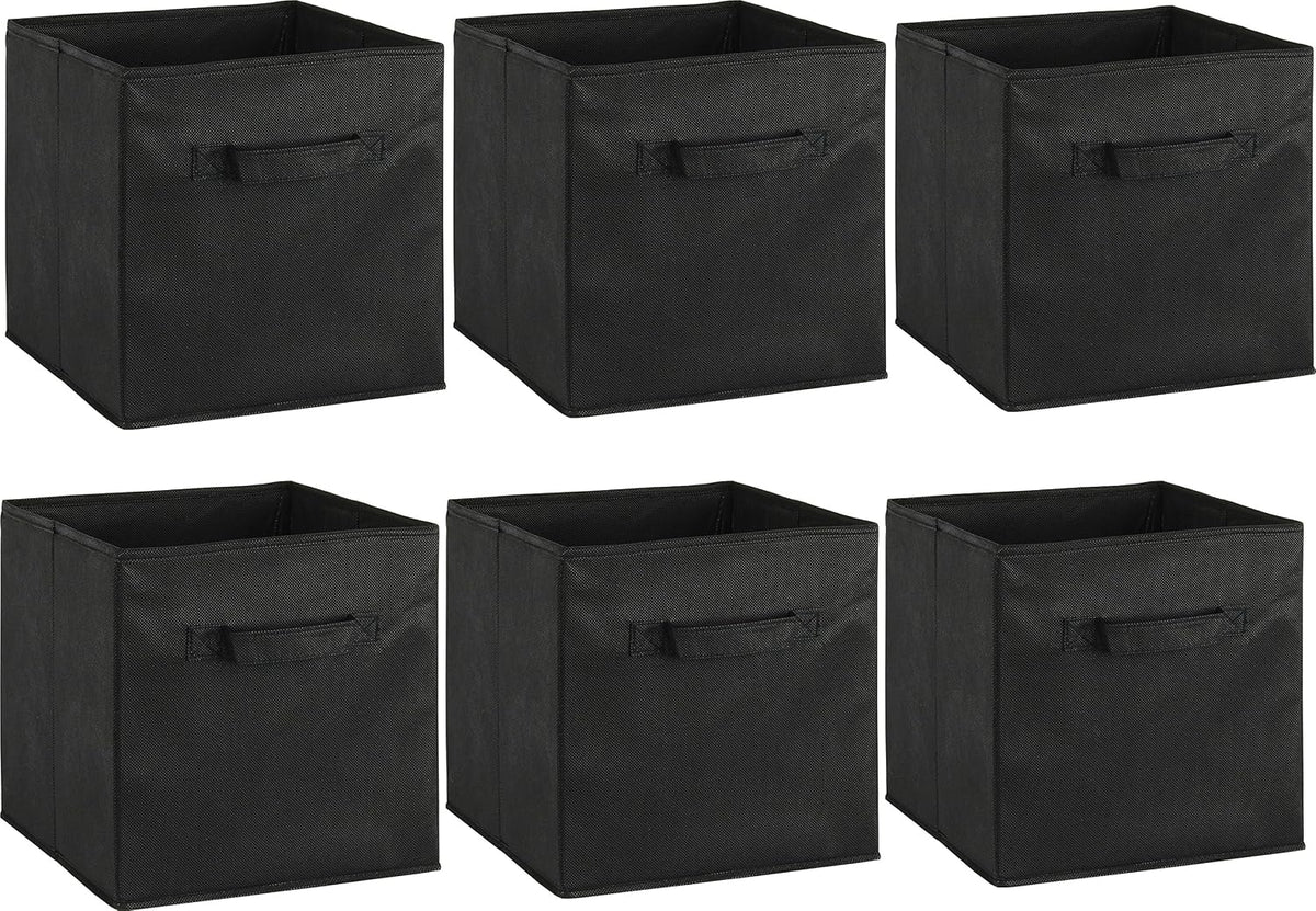 Simple Houseware 11-Inch Foldable Cube Storage Bins, Black, 6-Pack