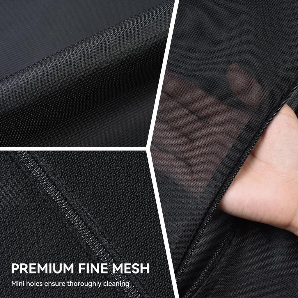 OTraki 2 Pack Mesh Laundry Bags with SAB Zipper, Black 20×24 Inch Washing Machine Bag with 4 CM Elastic Band, Reusable Lingerie Fine Mesh Wash Bag for Travel, Home and Storage