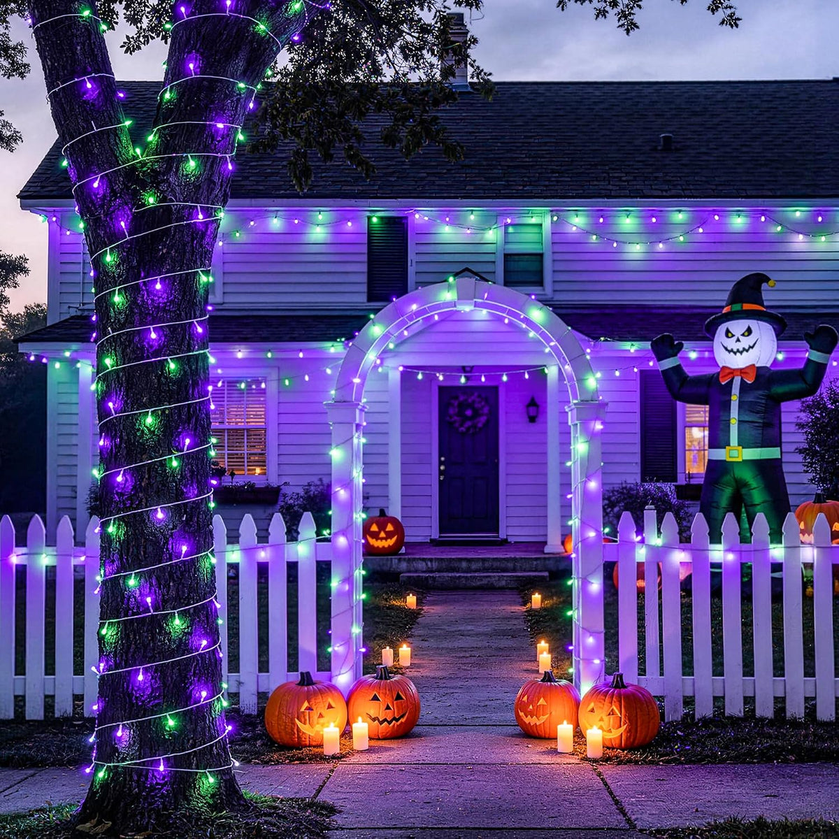 JMEXSUSS 2 Pack 66FT 200 LED Battery Operated Halloween Lights with Remote