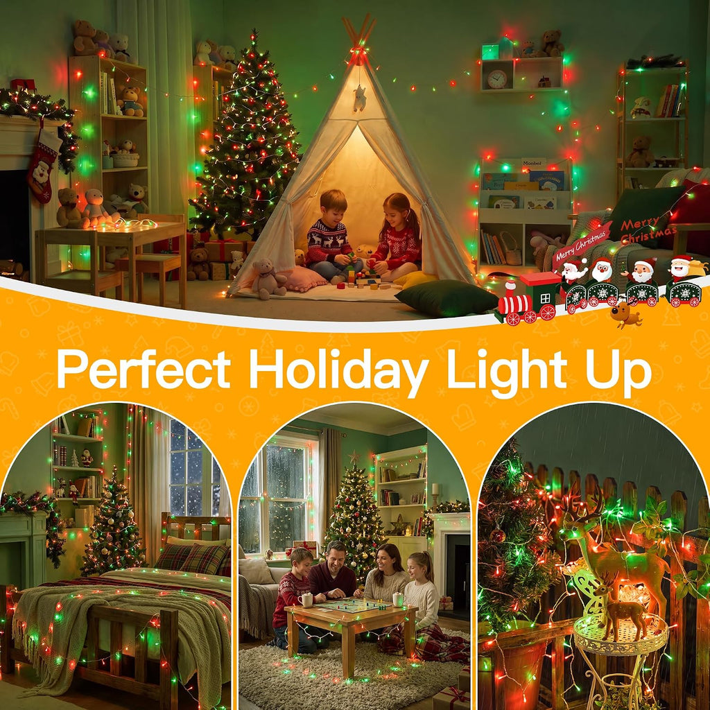 Ollny 100 LED Christmas Lights 33FT, Red & Green Connectable Fairy Lights
