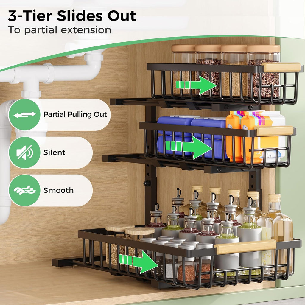 3 Tier Under Sink Organizer: Pull Out Cabinet Storage for Bathroom,1 Pack