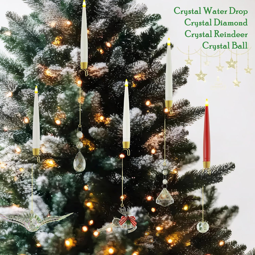 JOIONE Christmas Tree Candles, 6 Pack Cute Deer Tree Hanging Decor