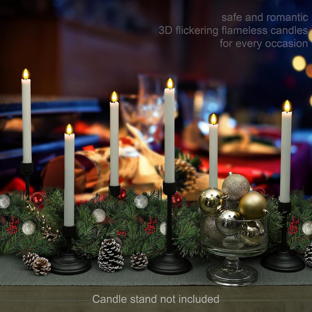 Arora Remote Control Flameless Taper Candles, S/2 3D Flickering Battery Operated LED Window Candles Encased with Real Wax to Light Up Your Home