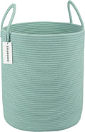 XUANGUO Cotton Rope Laundry Basket Hamper for Clothes Large Light Green