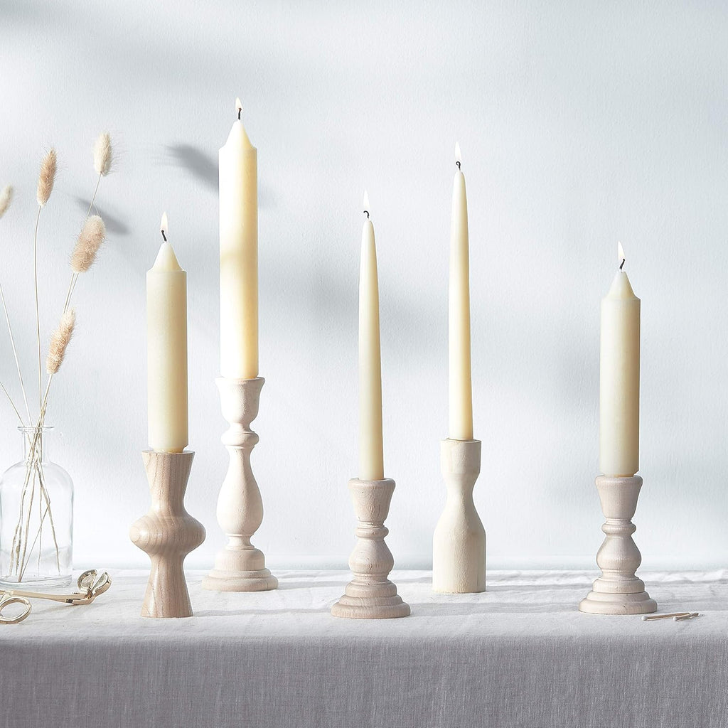 Root Candles 12-Count Unscented Taper Candles Smooth Hand-Dipped Dripless Beeswax Enhanced Boxed Candle Set, 9-Inch, Ivory