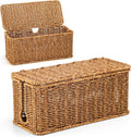 ZhiYo Rattan Cable Management Box, Speckled Brown, 12.5" x 5" x 5.2"