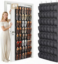 48 Pockets Over the Door Shoe Organizer, Fits Women's Shoes Up to US Size 9, 6-Column Heavy Duty Shoe Storage for Sneakers & Heels, Mesh Hanging Rack for Entryway, Bedroom & Dorm, Black