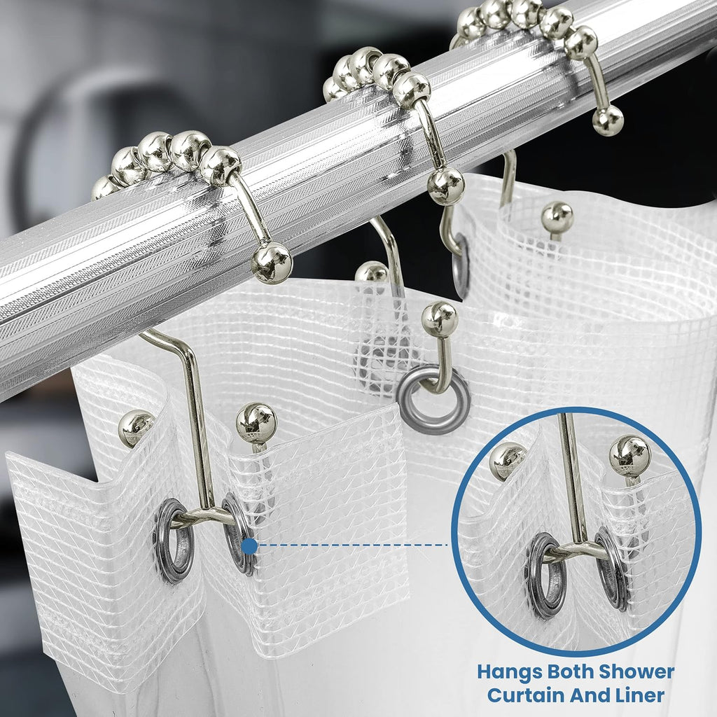 Utopia Bedding Double Glide Shower Curtain Hooks, 12 Pack, Nickel