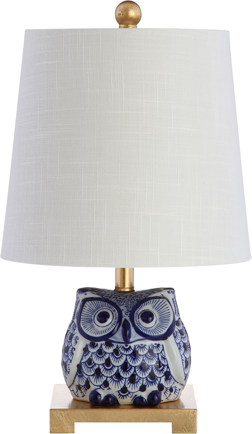 JONATHAN Y Justina Owl Mini Table Lamp 16" Ceramic, Blue/White
