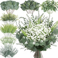 150 Pcs 7 Kinds Mixed Artificial Eucalyptus Leaves Stems Bulk, Fake Greenery Plants Faux Silver Dollar Leaves Babys Breath Flowers for Vase Bouquet Floral Arrangement Centerpiece Home Decor