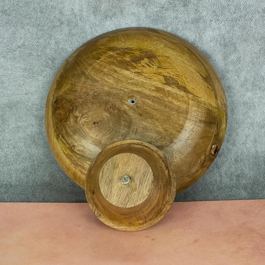 HOMORA Wood Fruit Bowl or Decorative Pedestal Bowl for Table Décor, for Kitchen Counter, Detachable Base,12-inch Large Bowls,Mango Wood (BROWN), christmas, thanksgiving, new year