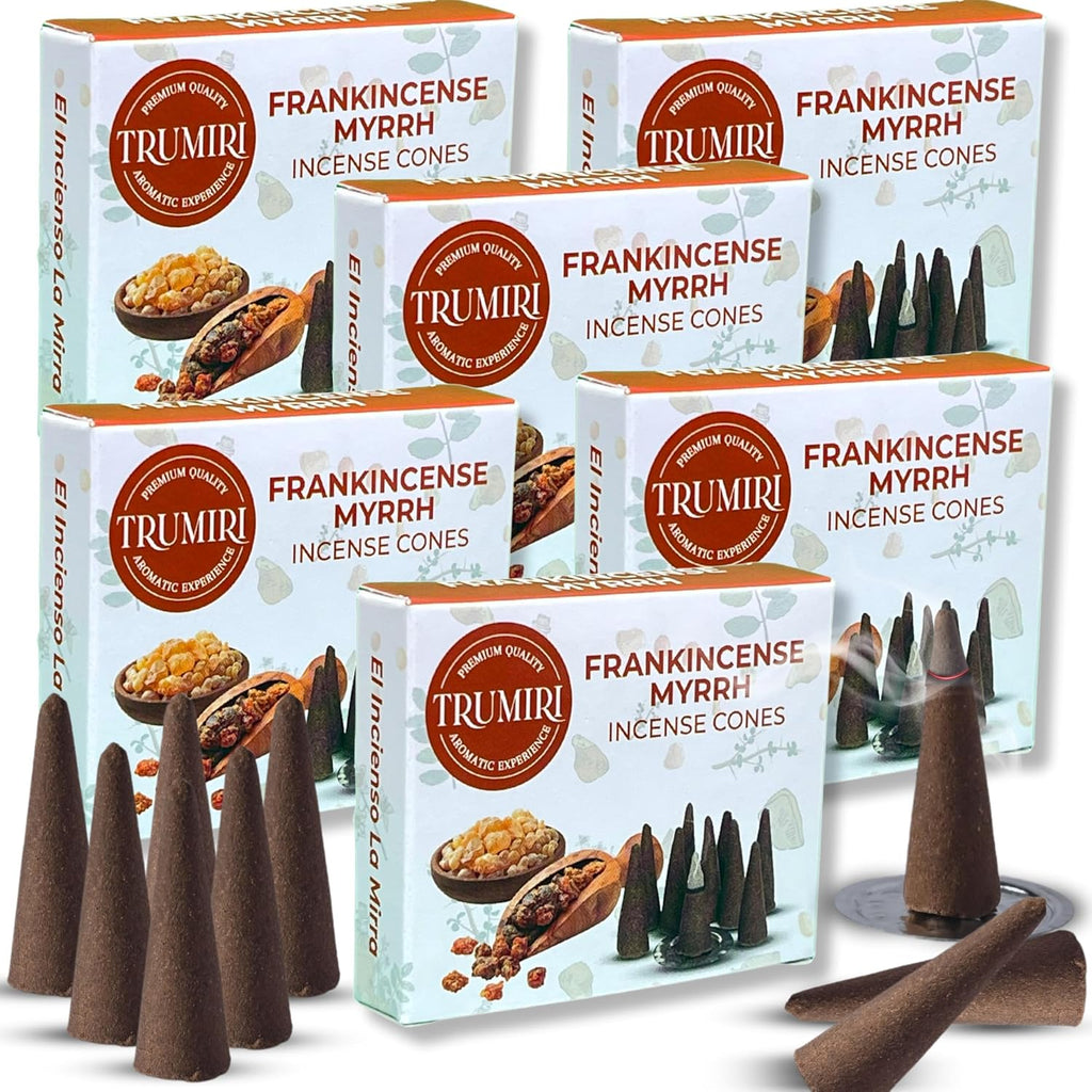 Frankincense Myrrh - Scented Incense Cones - Total 60 Cone Incense - Six Packs of 10 Insence Cones - Incense Cones Scented - Cone Incense Scents - Insense - Inscent