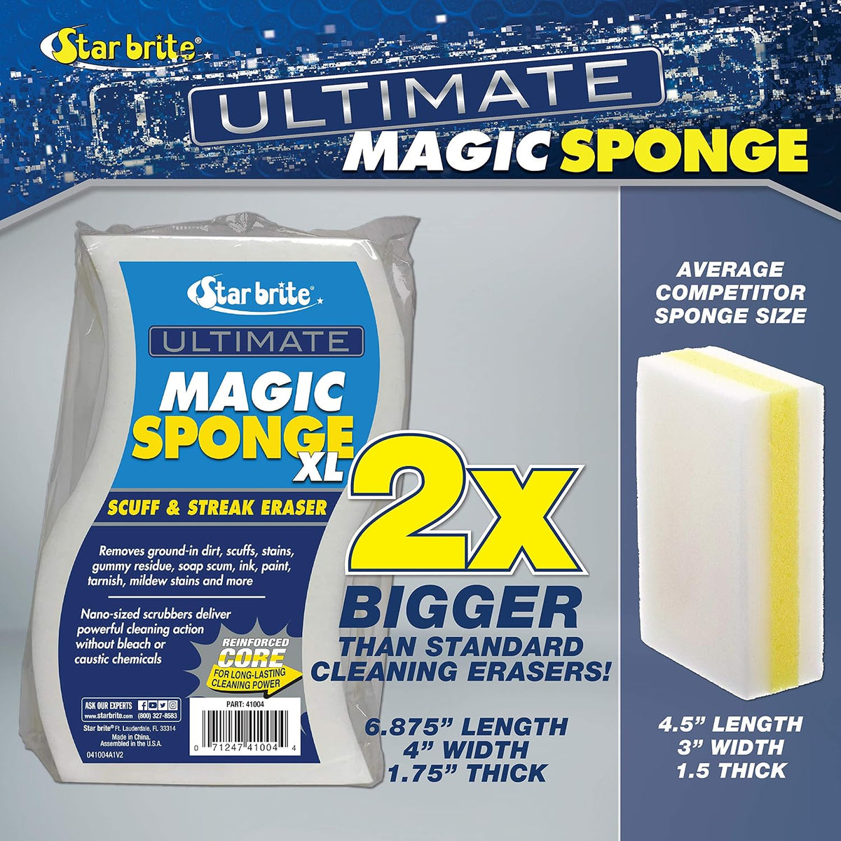 STAR BRITE Ultimate Magic Sponge XL, 8 Pack, Melamine Scuff Eraser