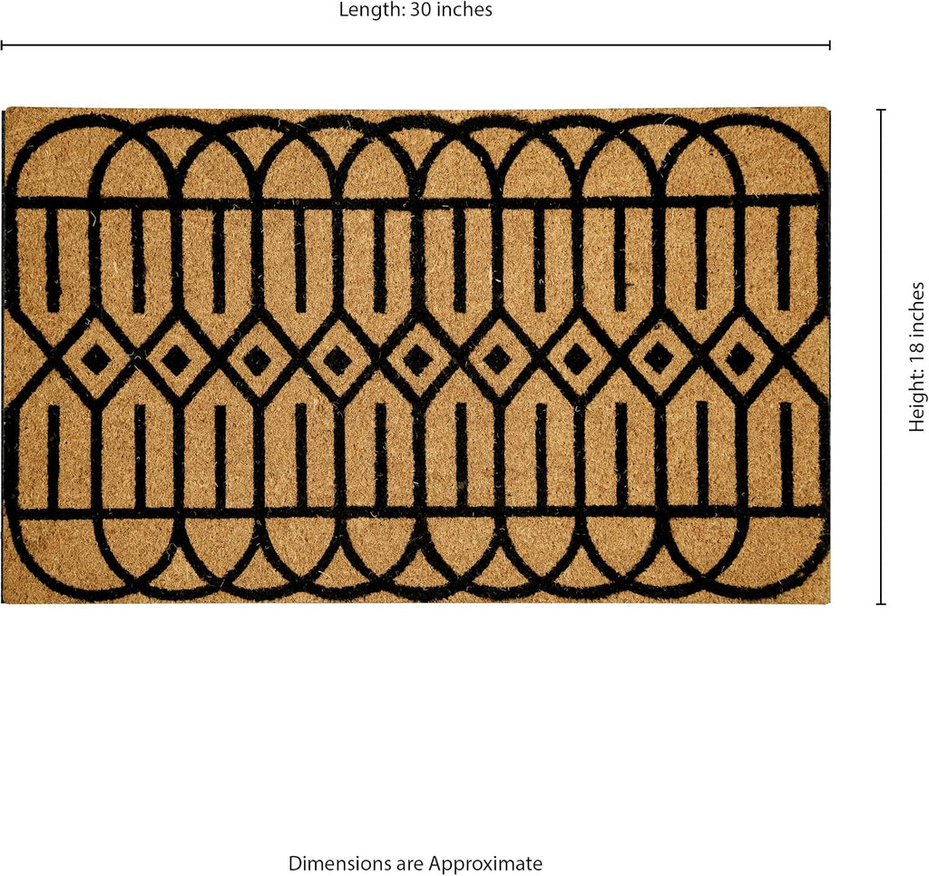 Ackland Coir Doormat | Clara Black Geometric | 18" x 30"