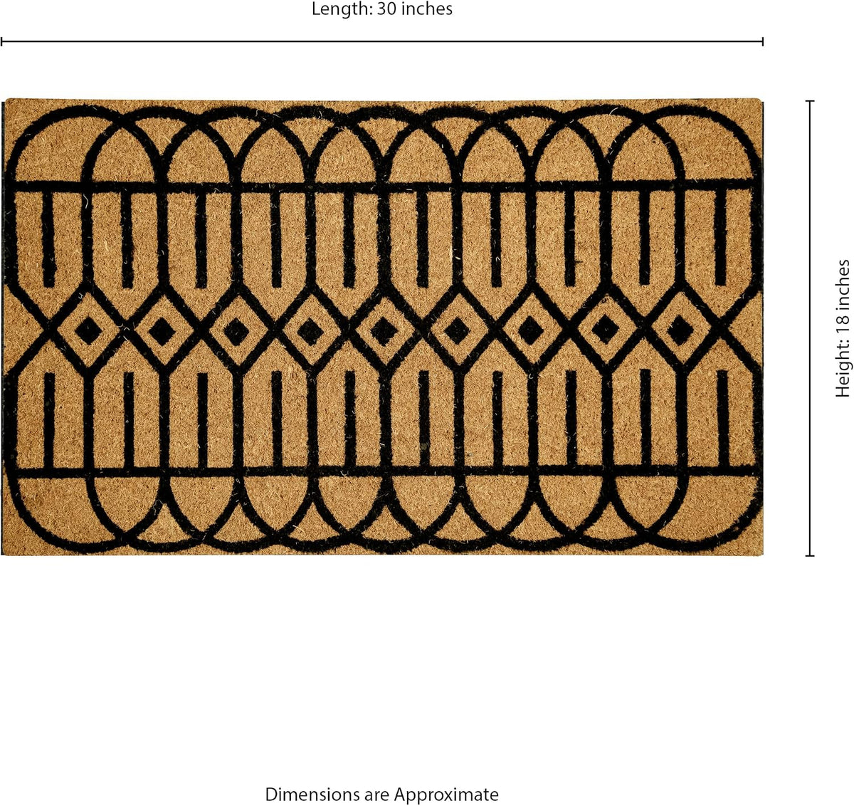 Ackland Coir Doormat | Clara Black Geometric | 18" x 30"