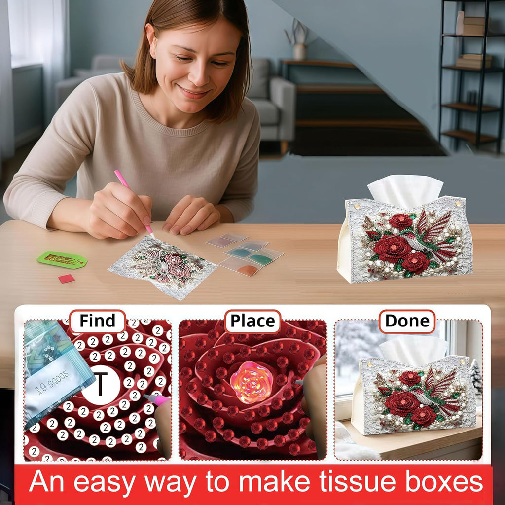 NCMCDZS Diamond Art Tissue Box Cover,9.44x9.05x6.29in,1 Pack