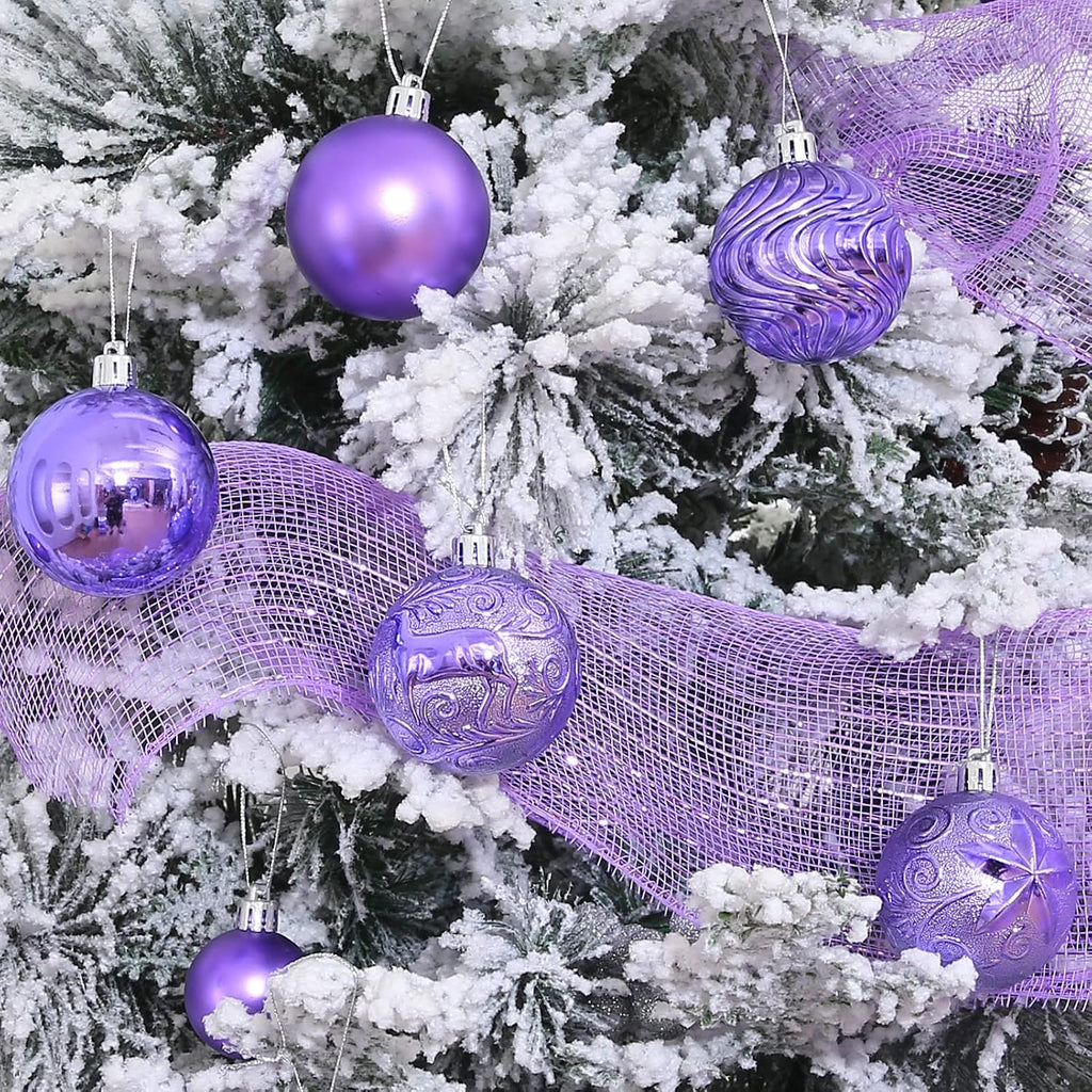 34ct Light Purple Christmas Ball Ornaments Shatterproof Plastic Christmas Tree Decorations for Xmas Party Home Office Holiday Decor -Medium Size (2.36"/ 60mm)