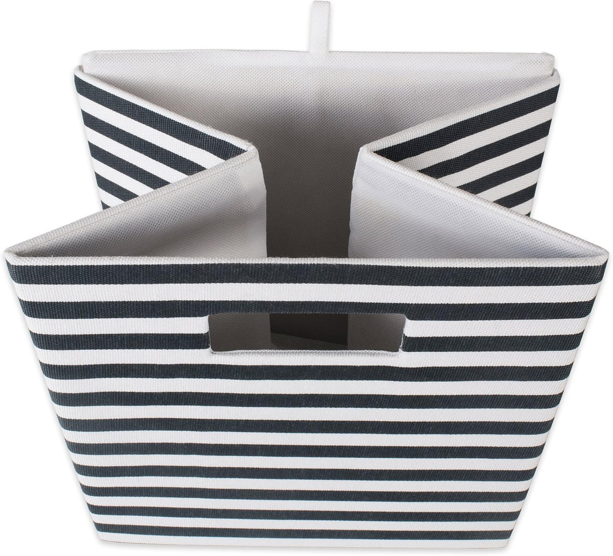 DII Collapsible Polyester Storage Cube, Pinstripe, Black, Large