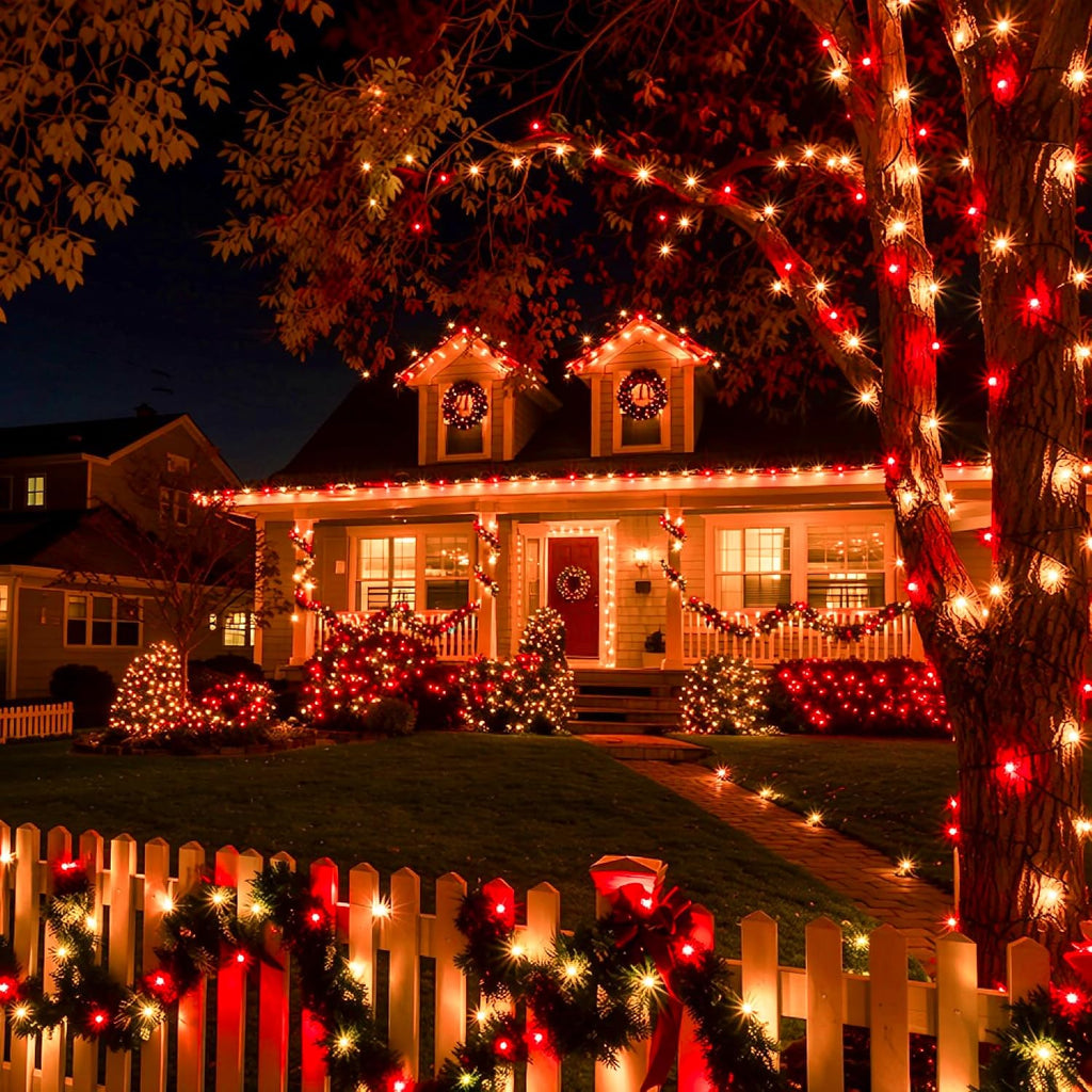 TW SHINE Christmas Mini String Lights, 20FT 100 Count Incandescent Mini Christmas Tree Lights, Waterproof Xmas String Lights for Outdoor Indoor Home Party Yard Decorations, Warm White and Red