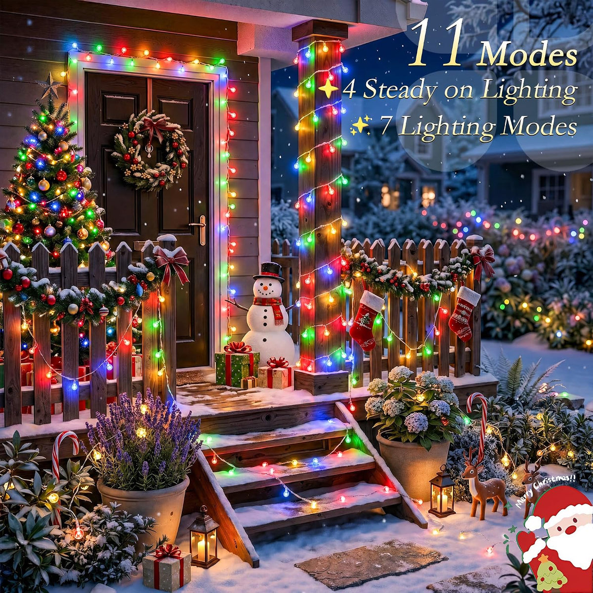 Globe String Lights USB 50FT 100 LED Warm White & Multicolor Changing