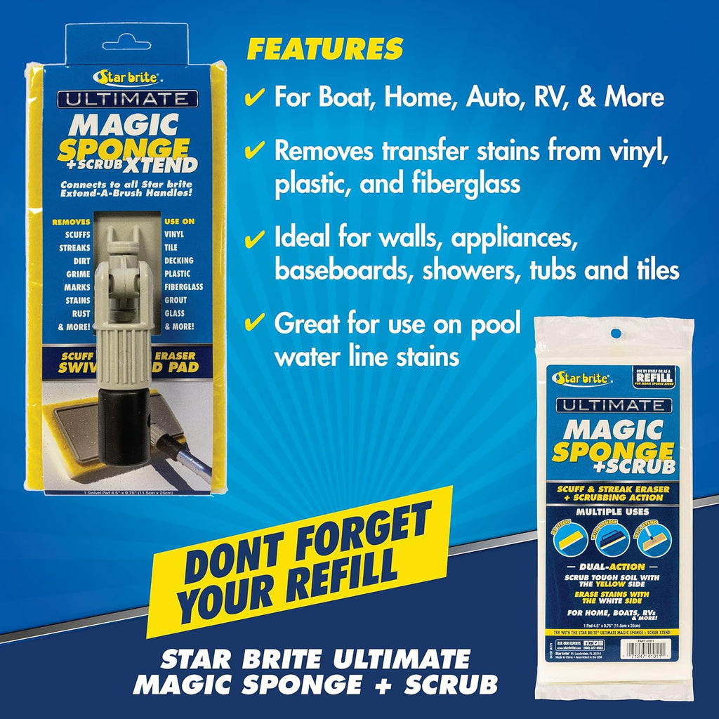 STAR BRITE Ultimate Magic Sponge + Scrub Xtend for Pool, RV, Boat & Home
