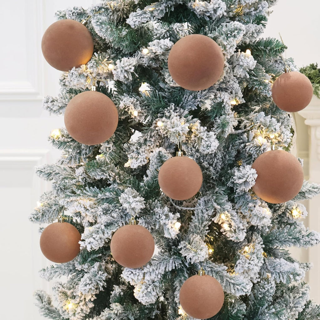 18PCS Velvet Ornaments for Christmas Tree,3.15IN Christmas Ornaments Set