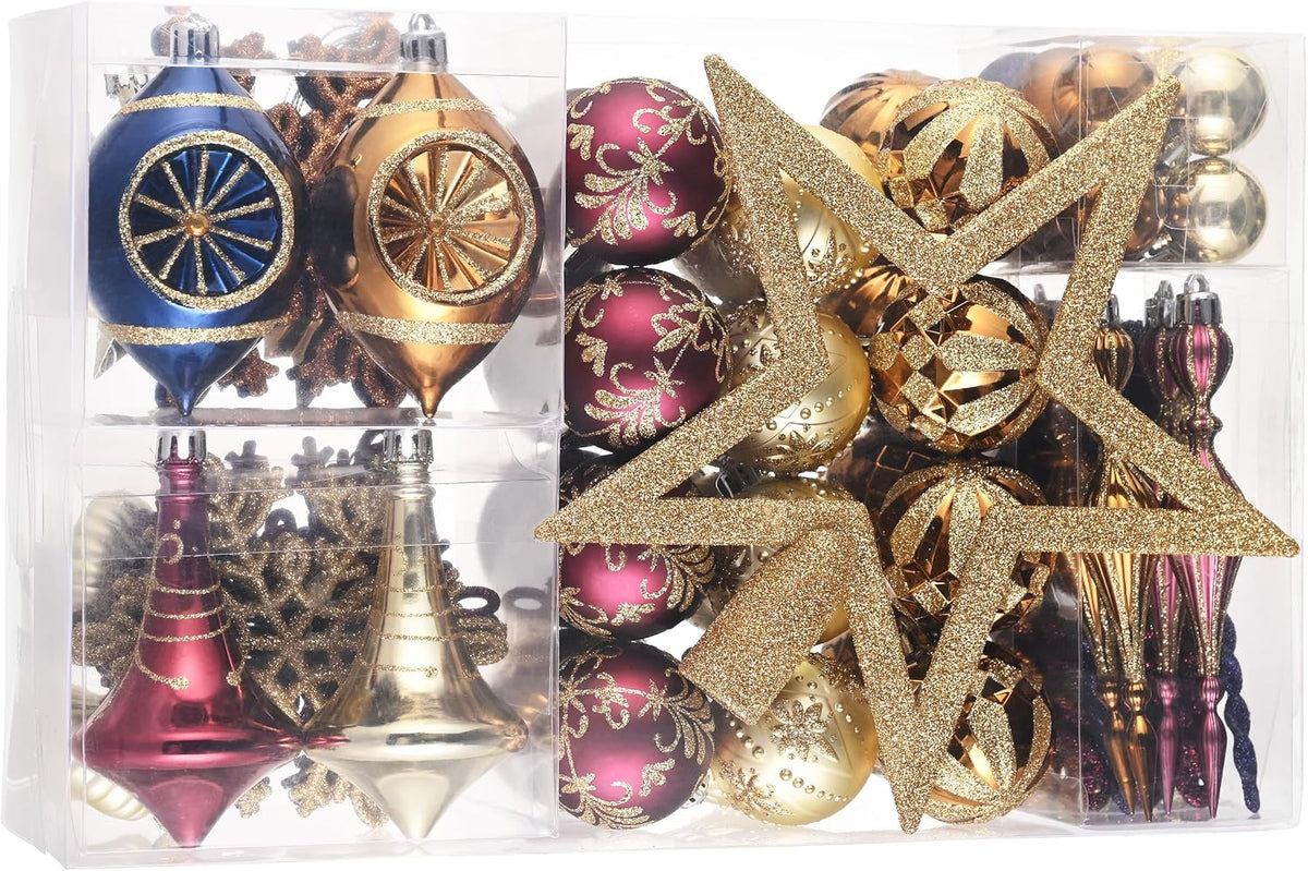 Valery Madelyn 100ct Christmas Tree Decorations Ball Ornaments Set Medium