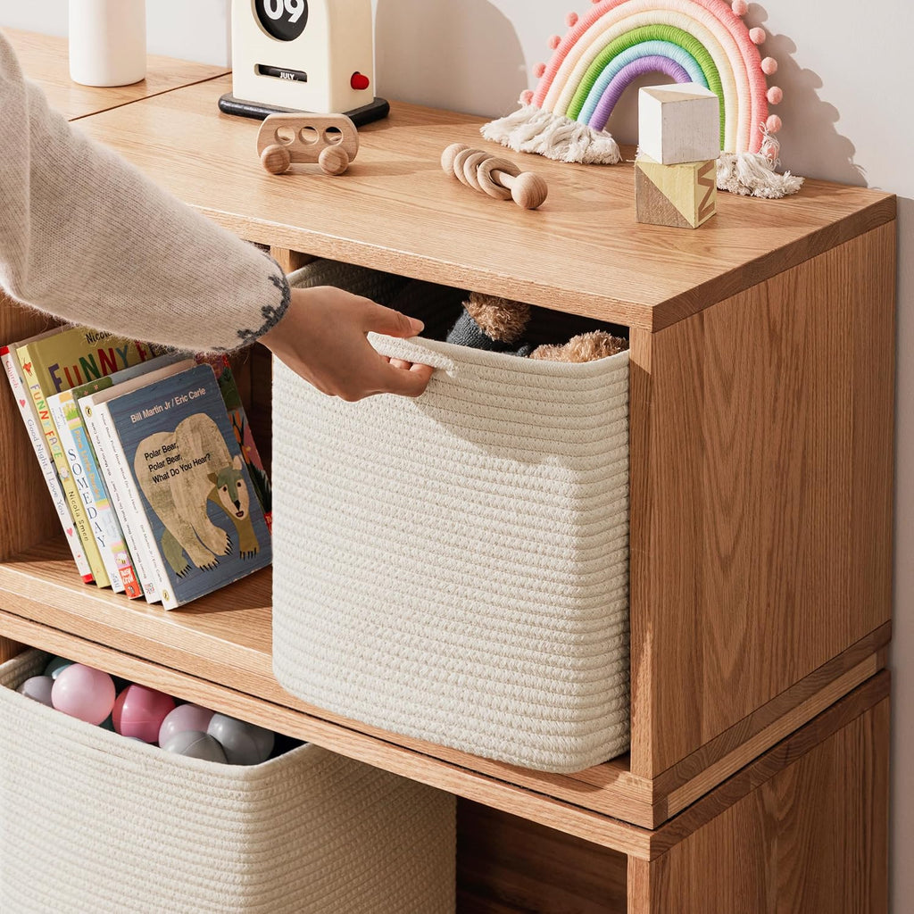 joybest 11inch Cube Storage Bins, Cotton Rope Woven Organizer Basket