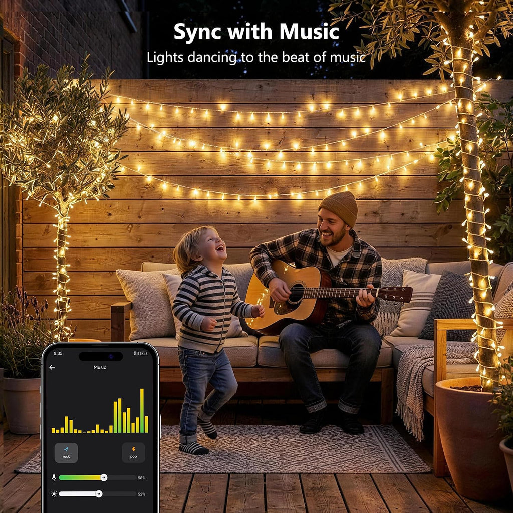 BrizLabs Smart Christmas Lights, 66 ft 200 LED Mini Warm White Light String