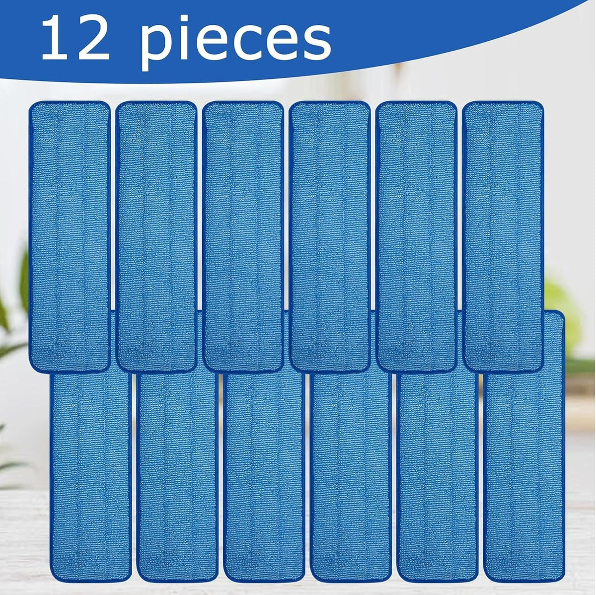 12 Pack of 18 inch Microfiber Pad Universal for Commercial/Industrial/Professional use. Fits 16-18 Inch Heads Heavy Duty Wet & Dry Cleaning Reusable Refills Fit for Most Flat Mops