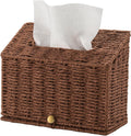 PINXIURY Hand Towel Box Cover,Paper Rope Wicker Tissue Holder for Kleenex Hand Towels,Hand Towel Holder,Slant-Top Paper Rope Tissue Box for Bathroom,Kitchen and Bedroom, Coffee