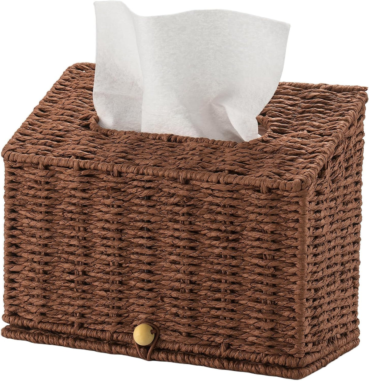 PINXIURY Hand Towel Box Cover,Paper Rope Wicker Tissue Holder for Kleenex Hand Towels,Hand Towel Holder,Slant-Top Paper Rope Tissue Box for Bathroom,Kitchen and Bedroom, Coffee