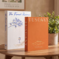 Decorative Books for Home Decor – Orange & White Linen Faux Books Decoration: Aesthetic Fake Book for Shelf, Living Room, Mantle, Entryway & Coffee Table Decor – Stack Faux Book Storage Box, Set of 2