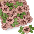 Mocoosy 50Pcs Artificial Rose Flowers, Dusty Roses for Decorations, Real Touch Foam Fake Rose Bulk with Stems DIY Wedding Bouquets Bridal Shower Centerpieces Floral Arrangements Party Table Home Decor