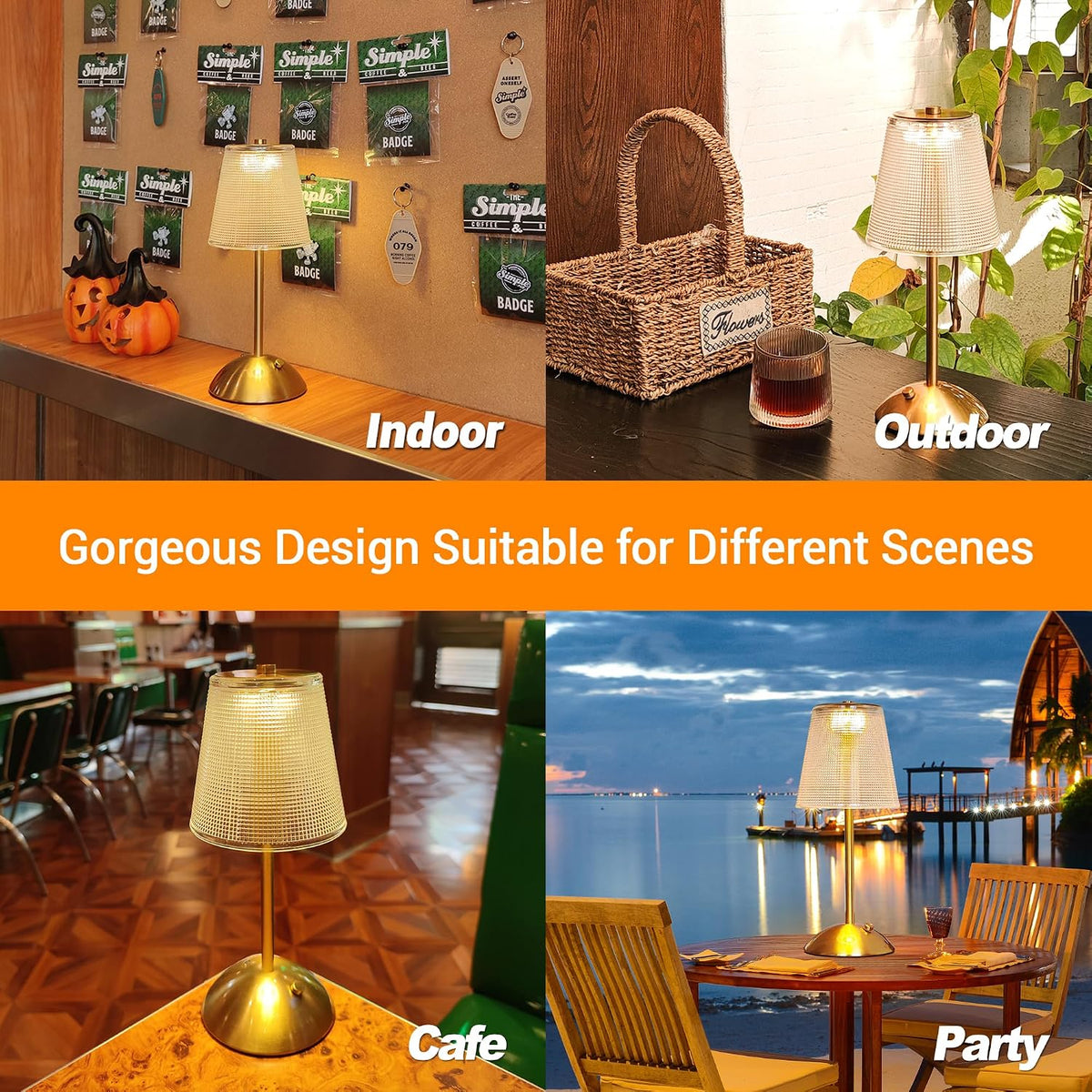 Cordless Table Lamp, 4000mAh Rechargeable Battery Operated Lamp, 3 Color Modes & Stepless Dimmable LED Touch Lamp, Portable Crystal Metal Beside Lamps for Bedroom Restaurant Outdoor(Black)
