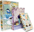 Fake Book Storage Box Decorative Flower Bird Pattern Set of 3