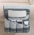 Brilliant Sunshine Multi Grey Stripes Couch Armrest Organizer, 35"×13"