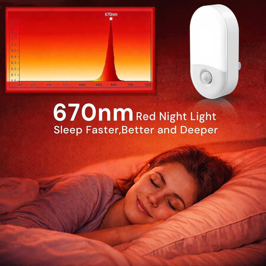 L LOHAS LED Red Night Light, Motion Sensor Night Light, Sleep Aid Red,2Pack