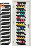 MISSLO 36 Pairs Clear Over the Door Shoe Organizer Closet Hanging Shoe Rack for Door with Large Deep Pockets Shoes Hanger Holder for Sneakers, Boots, Heels Storage (Black)