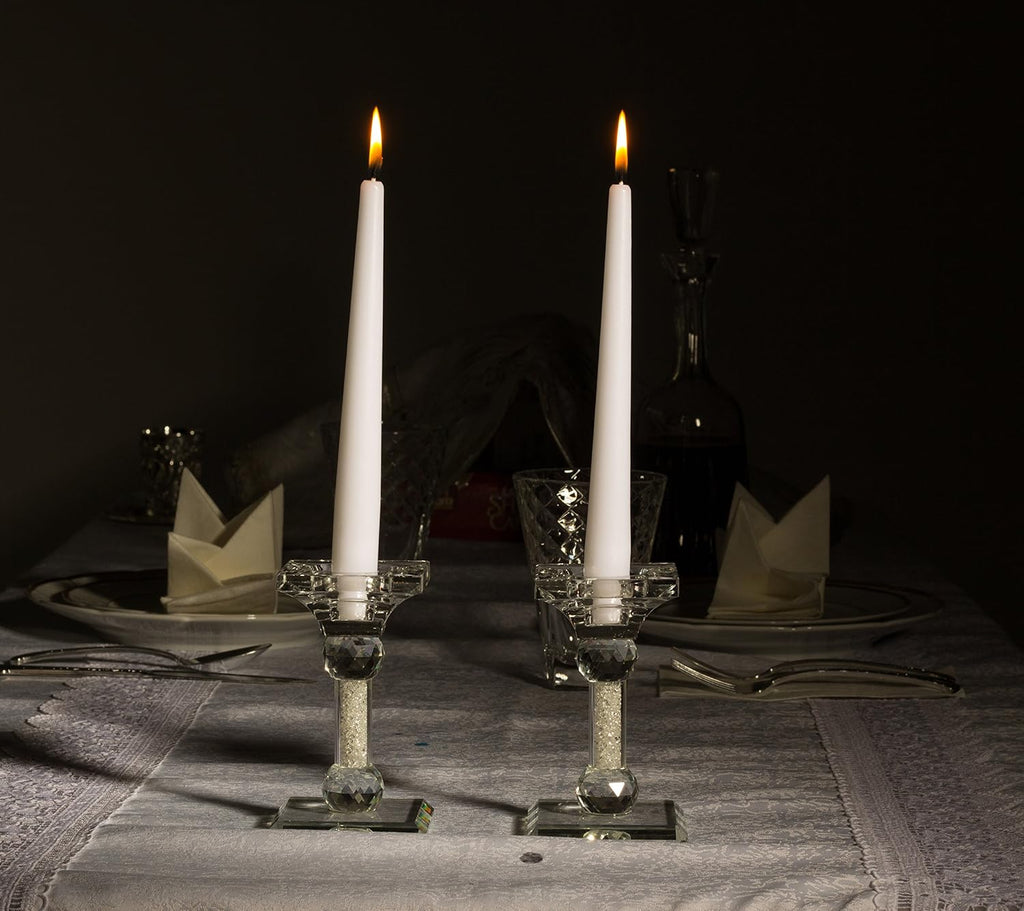 Ner Mitzvah Classic 8 Inch Taper Candles for Shabbat, Dinner Tables, Restaurants, Ceremonies and Emergency, 7 Hour Burn Time - White (Pack of 30)