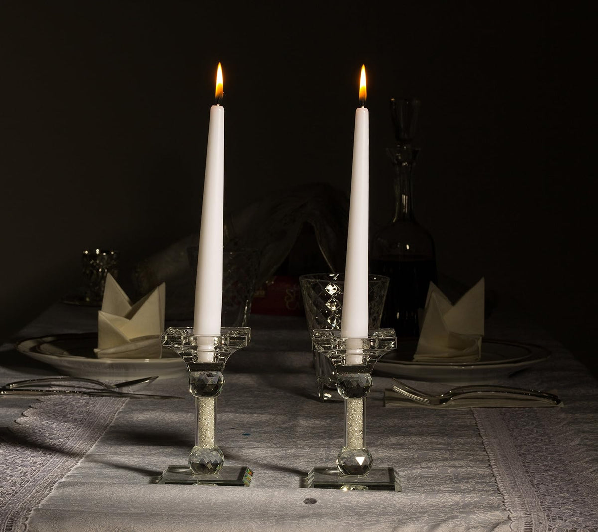 Ner Mitzvah Classic 8 Inch Taper Candles for Shabbat, Dinner Tables, Restaurants, Ceremonies and Emergency, 7 Hour Burn Time - White (Pack of 30)