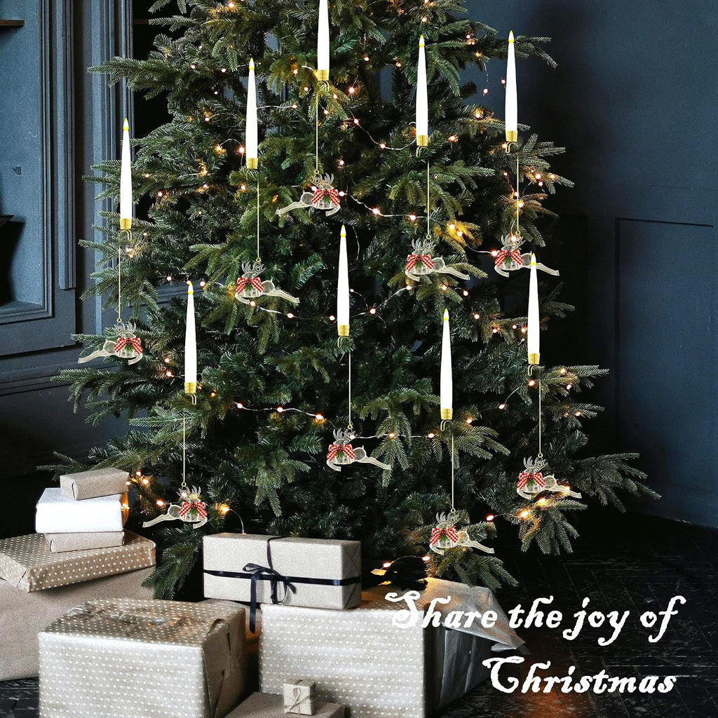 JOIONE Christmas Tree Candles, 6 Pack Cute Deer Tree Hanging Decor