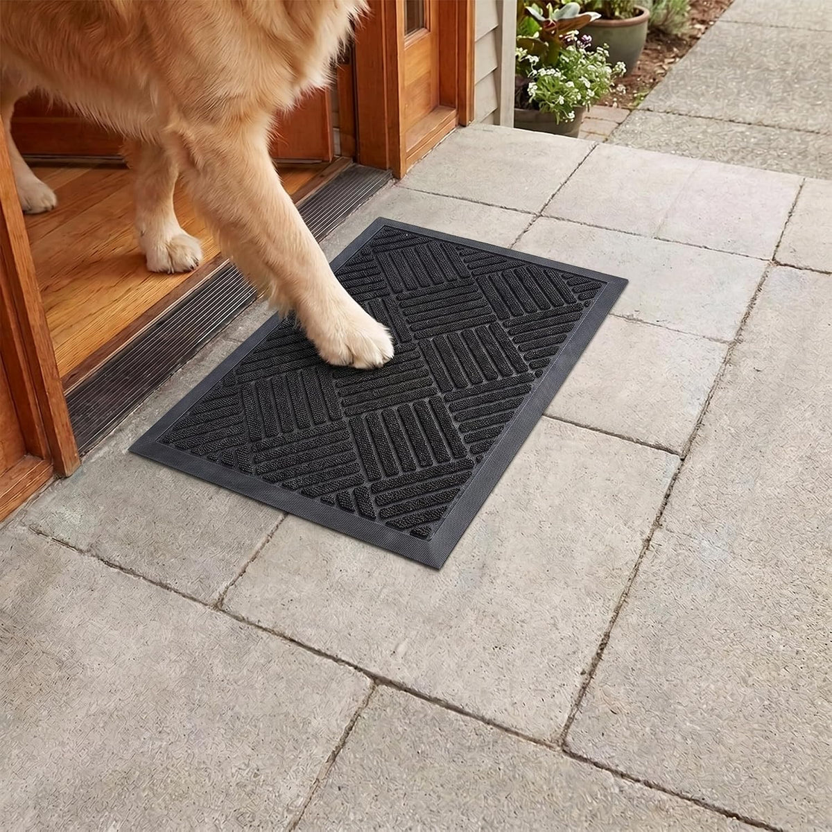 Muddy Mat® Meshy Mat® Door Mat Heavy-Duty Quick-Dry Floor Mat, Sand & Dirt Trapper for Indoor & Outdoor, Ideal for Entrance, Low-Profile,Non-Slip,Washable– Cross Diamond Black 16"x24"x0.24"