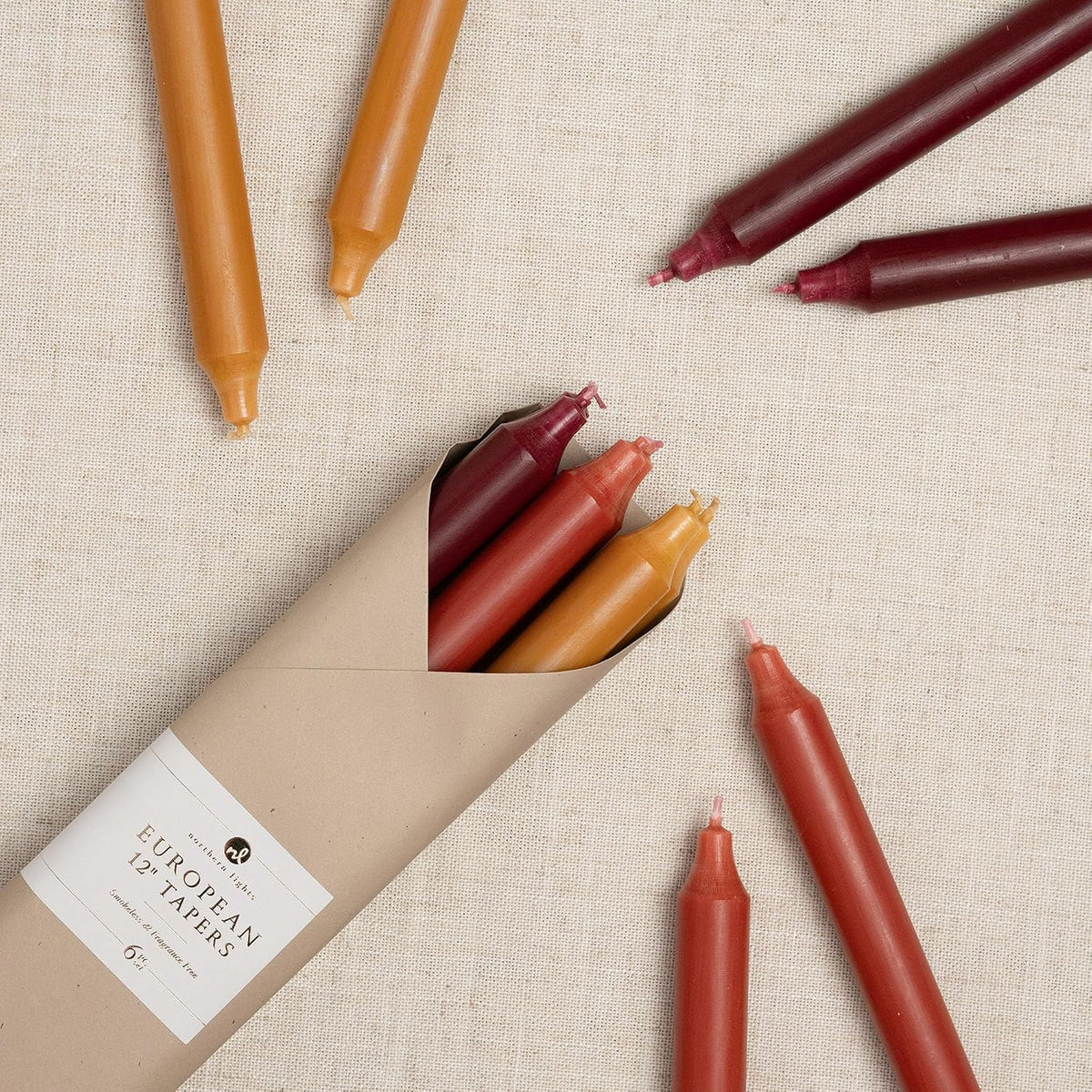 Northern Lights Candles - 12" 6pk Taper Combo - Autumn Harvest - 72744